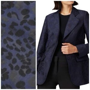 Derek Lam Leopard Jacquard Blazer Size 38 Animal Print Navy Office Professional